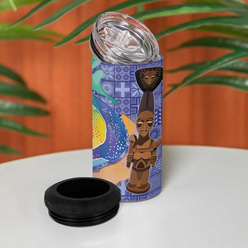 Nigeria Osun-Osogbo Festival 4 in 1 Can Cooler Tumbler Oshun God - Yoruba Pattern LT15
