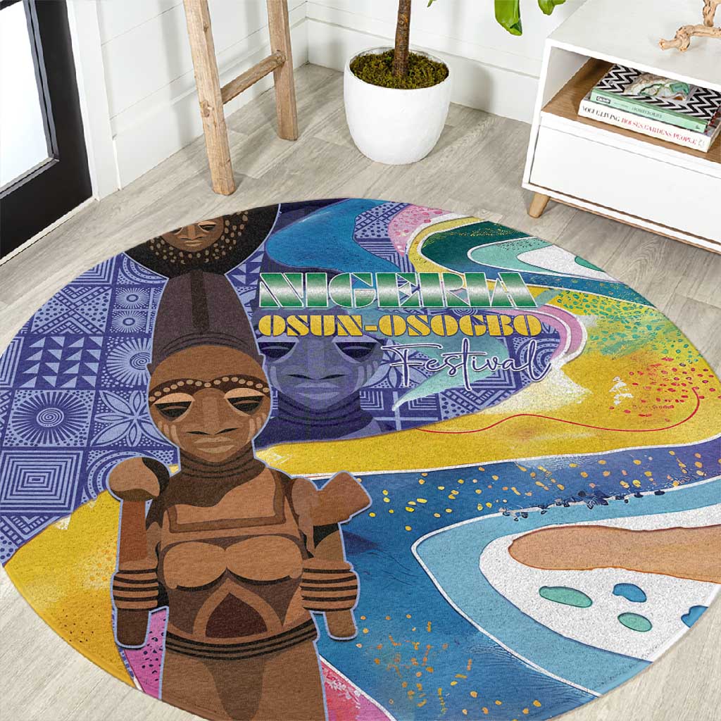 Nigeria Osun-Osogbo Festival Round Carpet Oshun God - Yoruba Pattern LT15