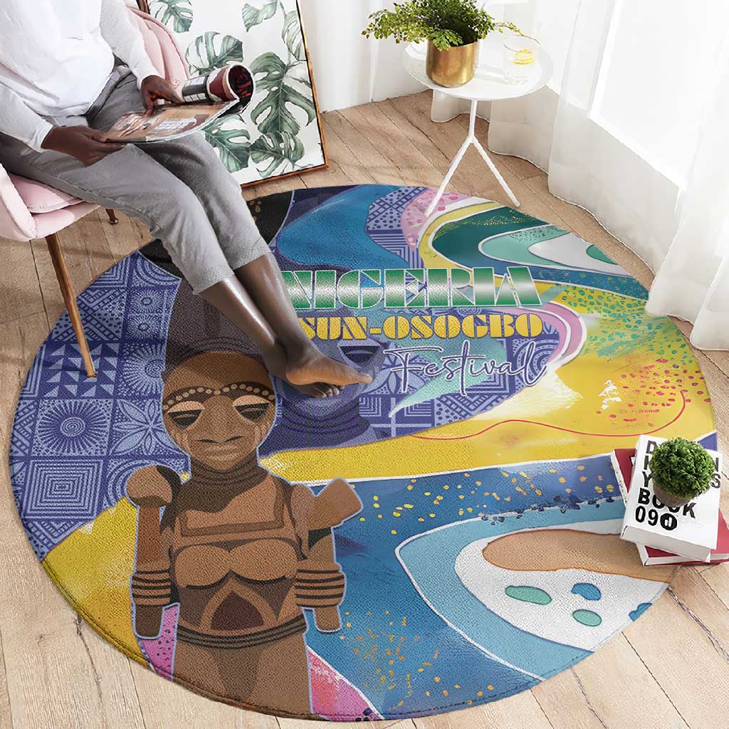 Nigeria Osun-Osogbo Festival Round Carpet Oshun God - Yoruba Pattern LT15