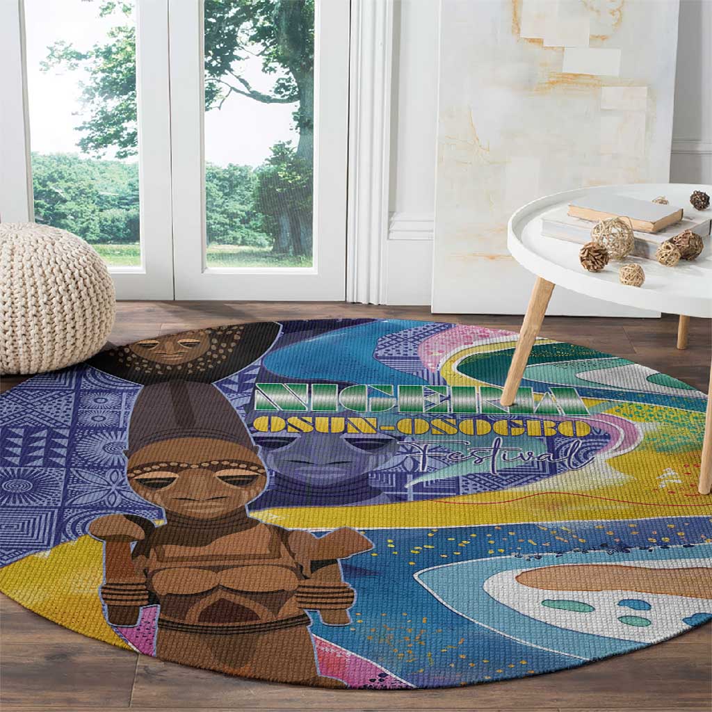 Nigeria Osun-Osogbo Festival Round Carpet Oshun God - Yoruba Pattern LT15