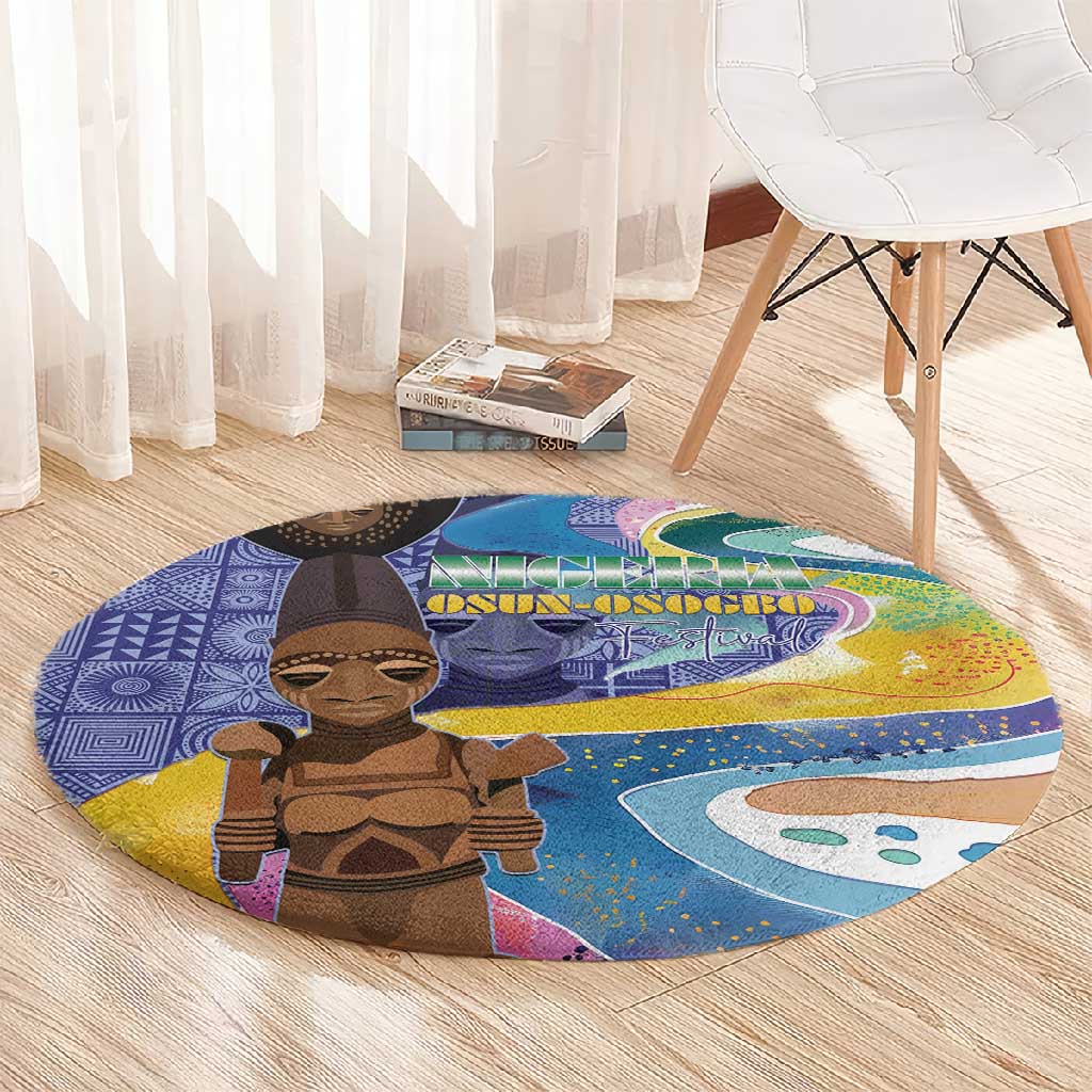 Nigeria Osun-Osogbo Festival Round Carpet Oshun God - Yoruba Pattern LT15