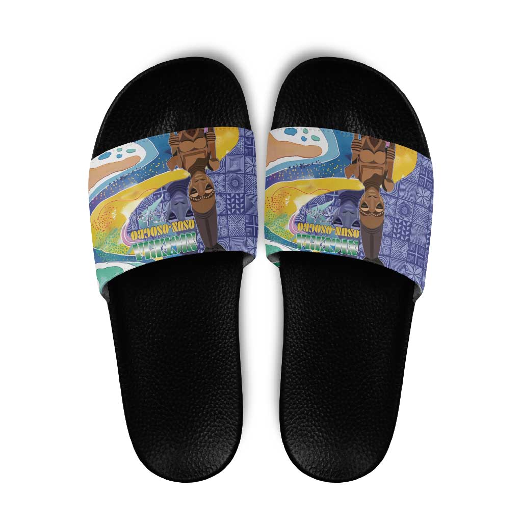 Nigeria Osun-Osogbo Festival Slide Sandals Oshun God - Yoruba Pattern LT15