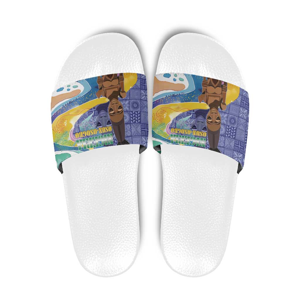 Nigeria Osun-Osogbo Festival Slide Sandals Oshun God - Yoruba Pattern LT15