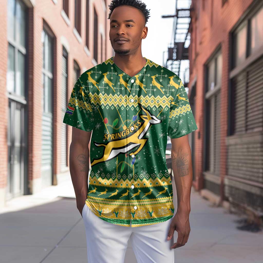 South Africa Christmas Rugby Baseball Jersey Springboks Geseende Kersfees LT15