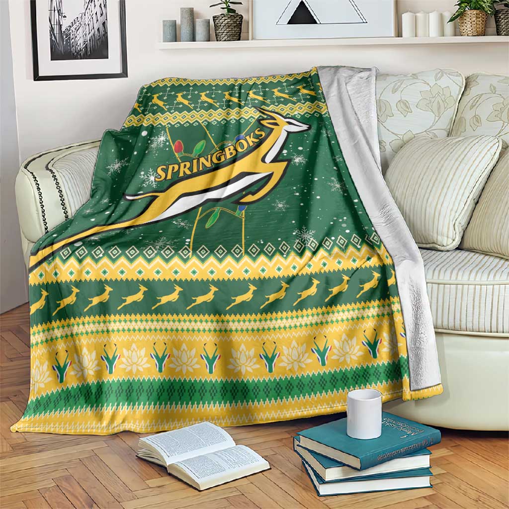 South Africa Christmas Rugby Blanket Springboks Geseende Kersfees LT15