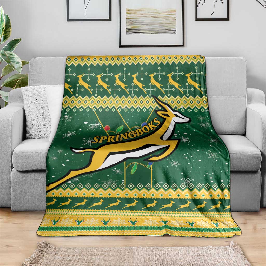 South Africa Christmas Rugby Blanket Springboks Geseende Kersfees LT15