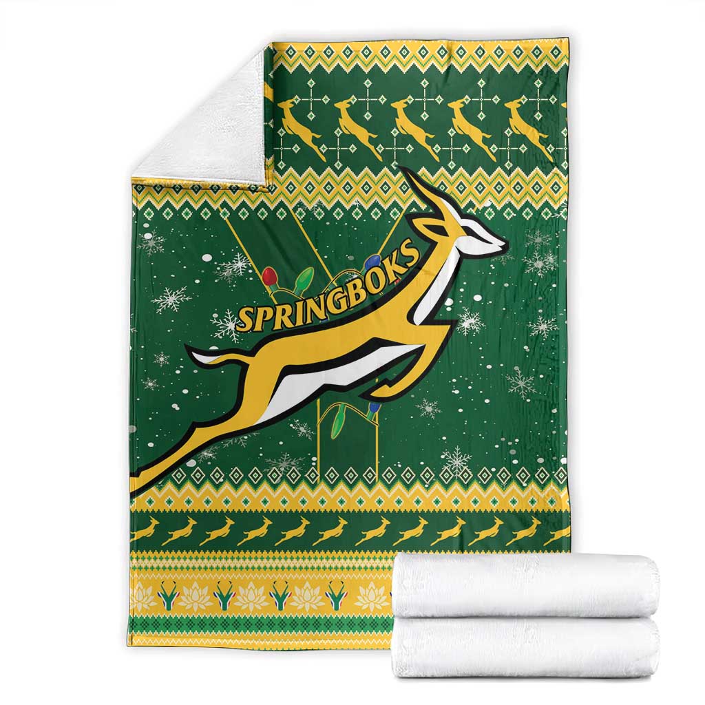 South Africa Christmas Rugby Blanket Springboks Geseende Kersfees LT15