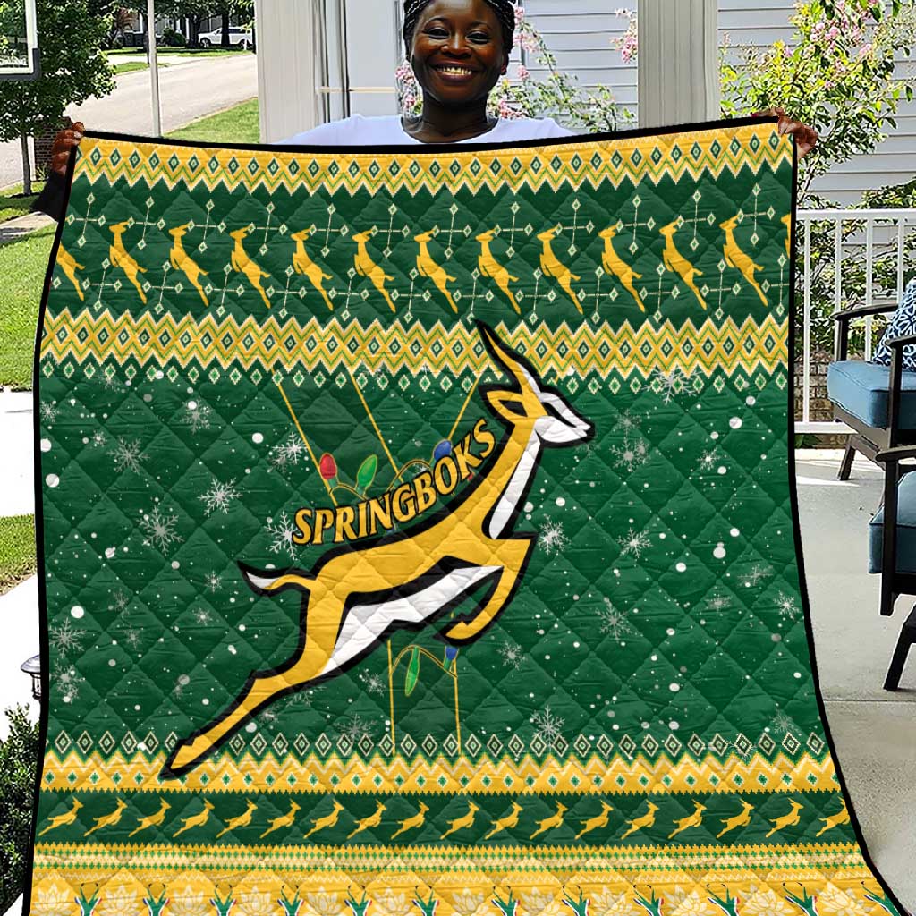 South Africa Christmas Rugby Quilt Springboks Geseende Kersfees LT15
