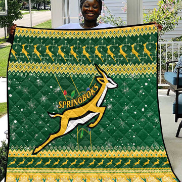South Africa Christmas Rugby Quilt Springboks Geseende Kersfees LT15
