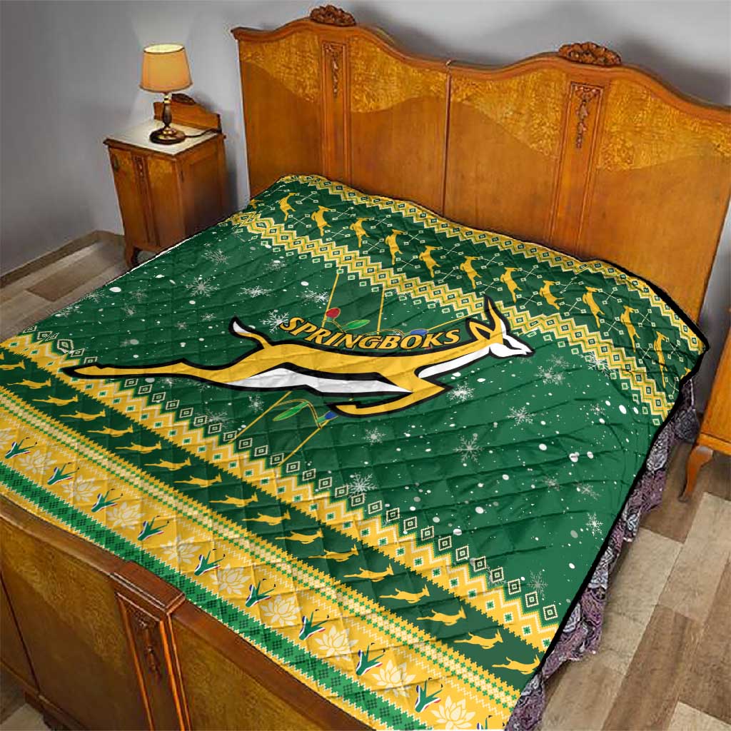 South Africa Christmas Rugby Quilt Springboks Geseende Kersfees LT15