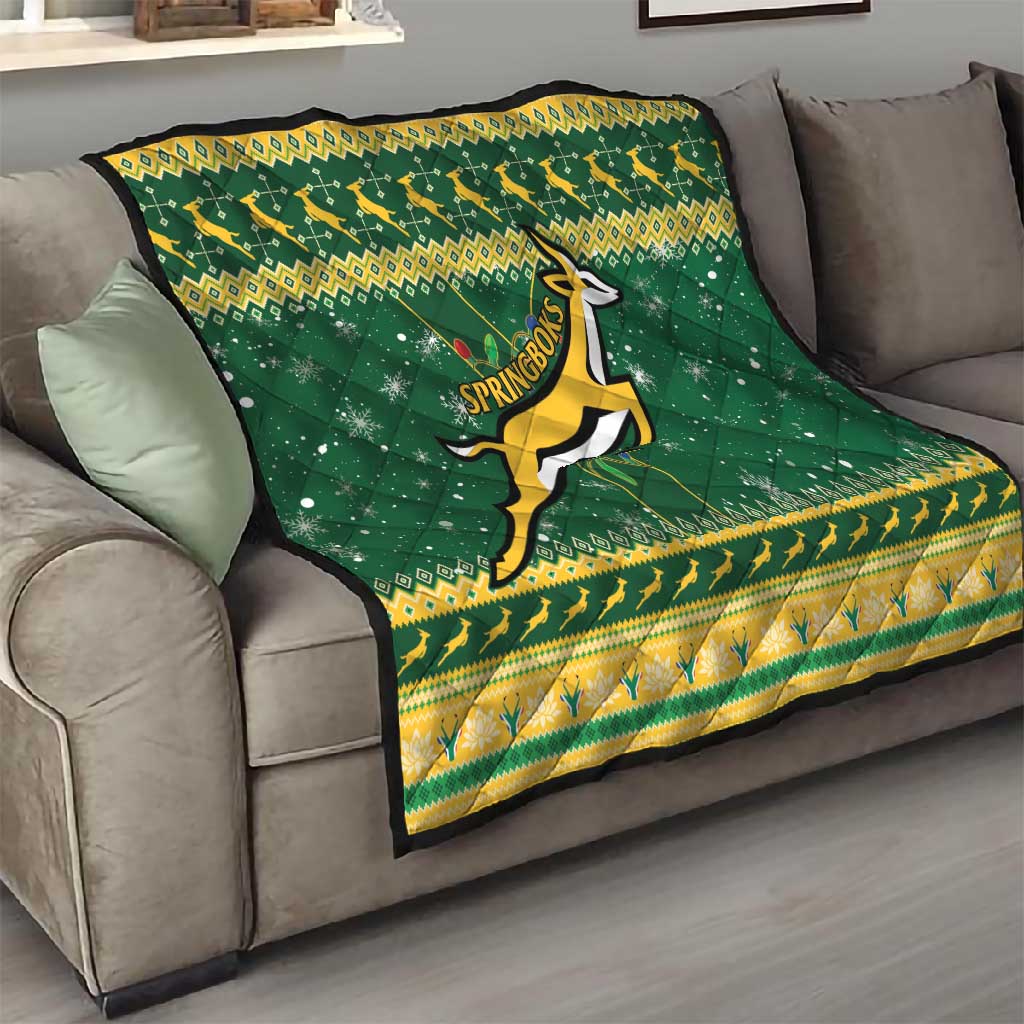 South Africa Christmas Rugby Quilt Springboks Geseende Kersfees LT15