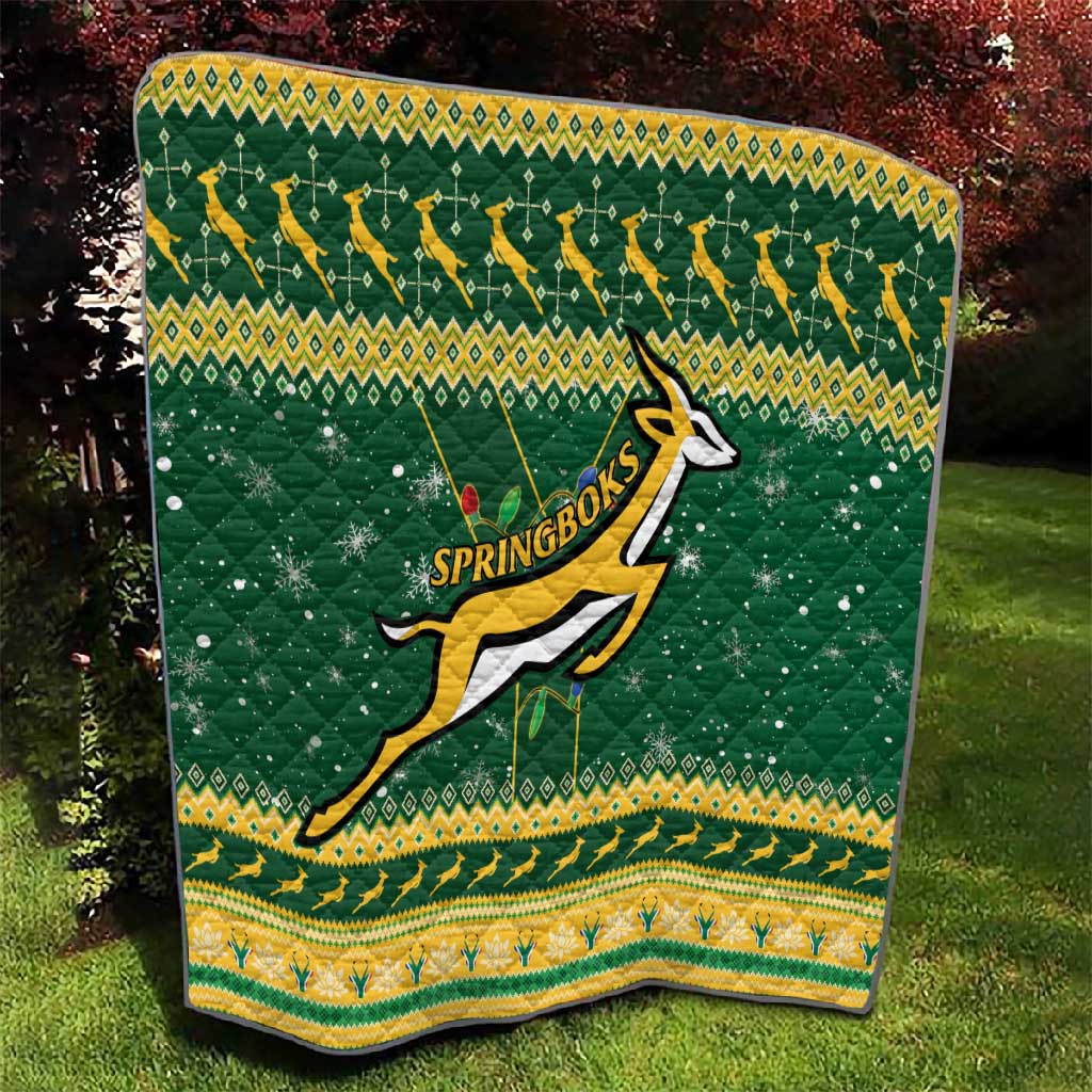 South Africa Christmas Rugby Quilt Springboks Geseende Kersfees LT15