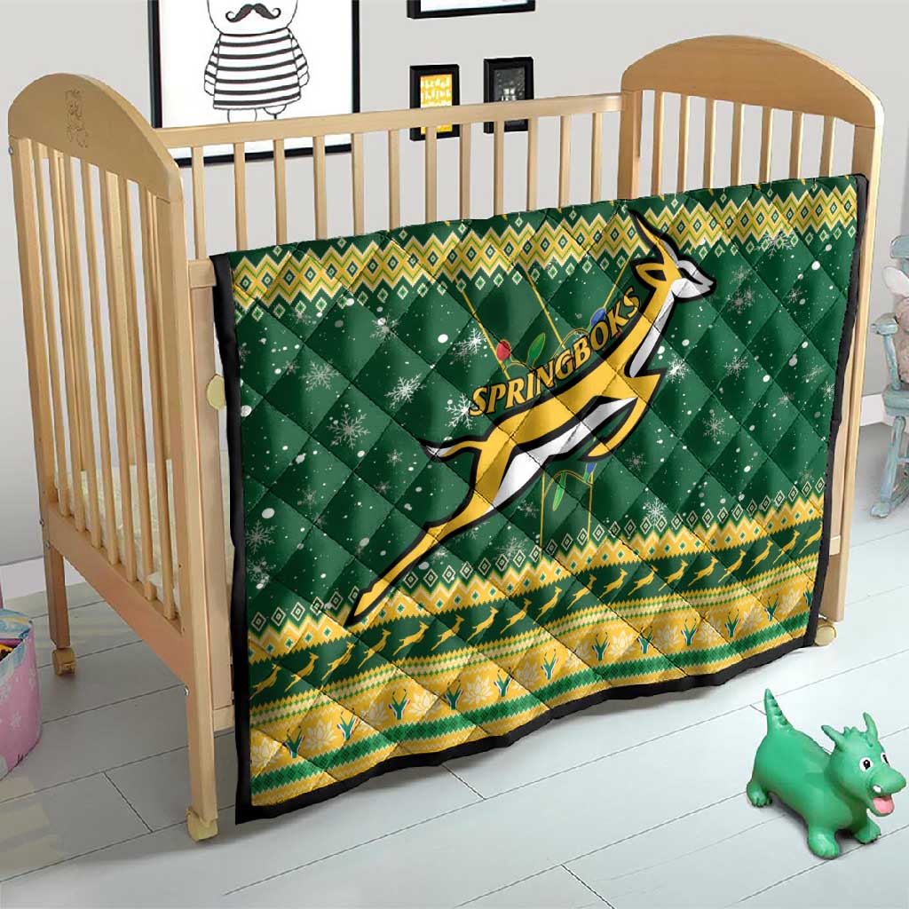 South Africa Christmas Rugby Quilt Springboks Geseende Kersfees LT15