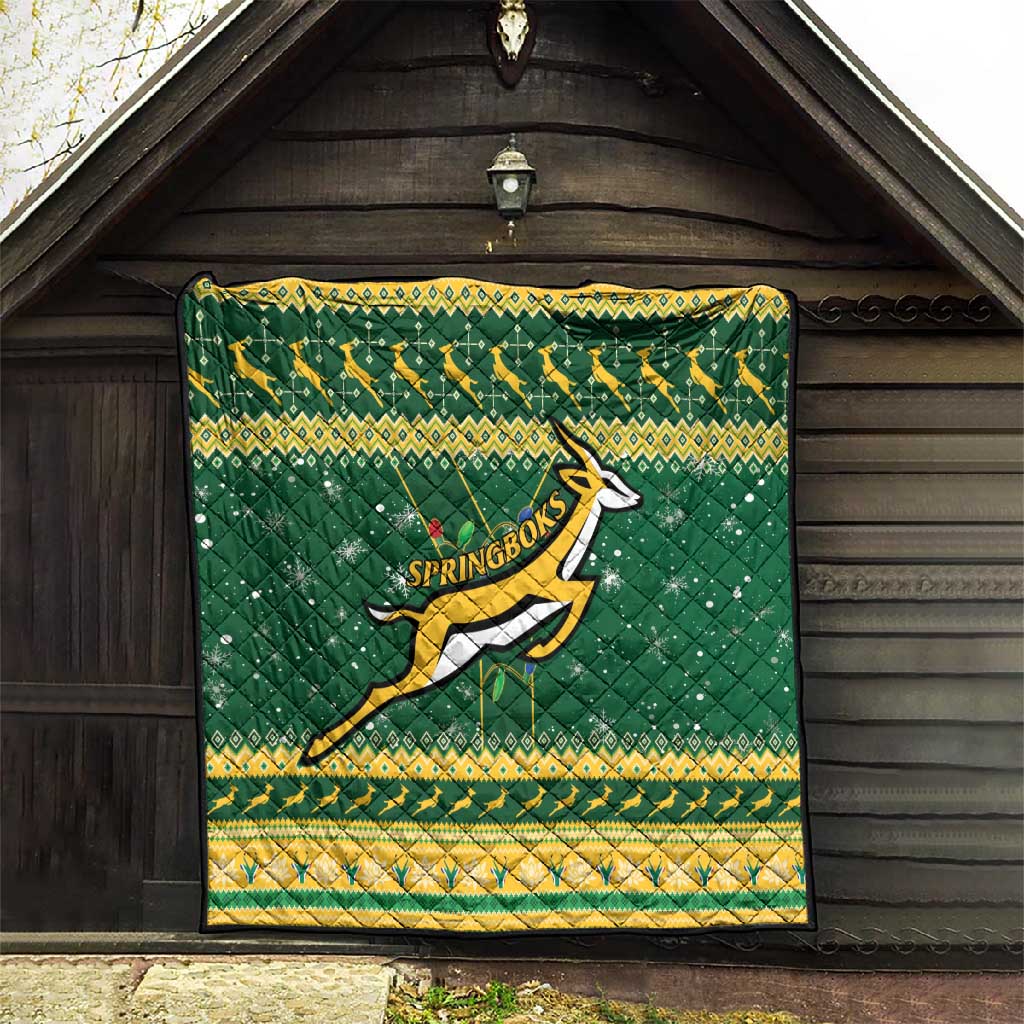South Africa Christmas Rugby Quilt Springboks Geseende Kersfees LT15