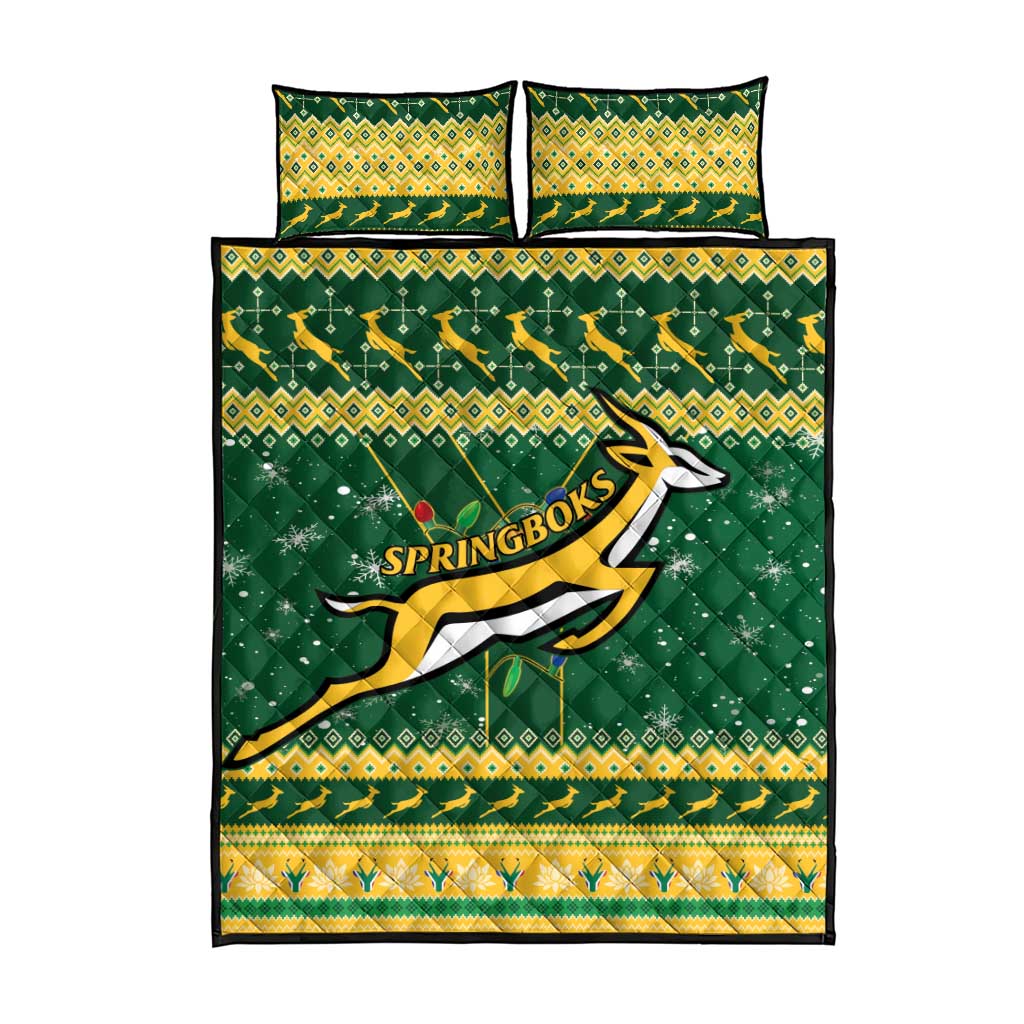 South Africa Christmas Rugby Quilt Bed Set Springboks Geseende Kersfees LT15