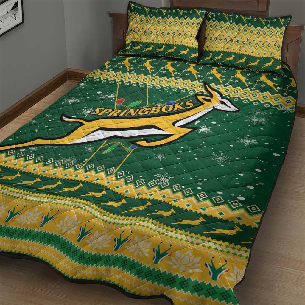 South Africa Christmas Rugby Quilt Bed Set Springboks Geseende Kersfees LT15