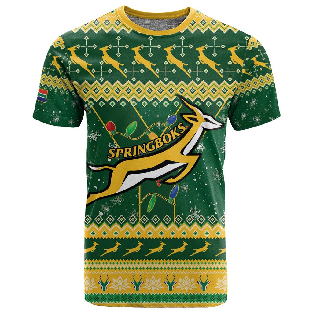 South Africa Christmas Rugby T shirt Springboks Geseende Kersfees LT15