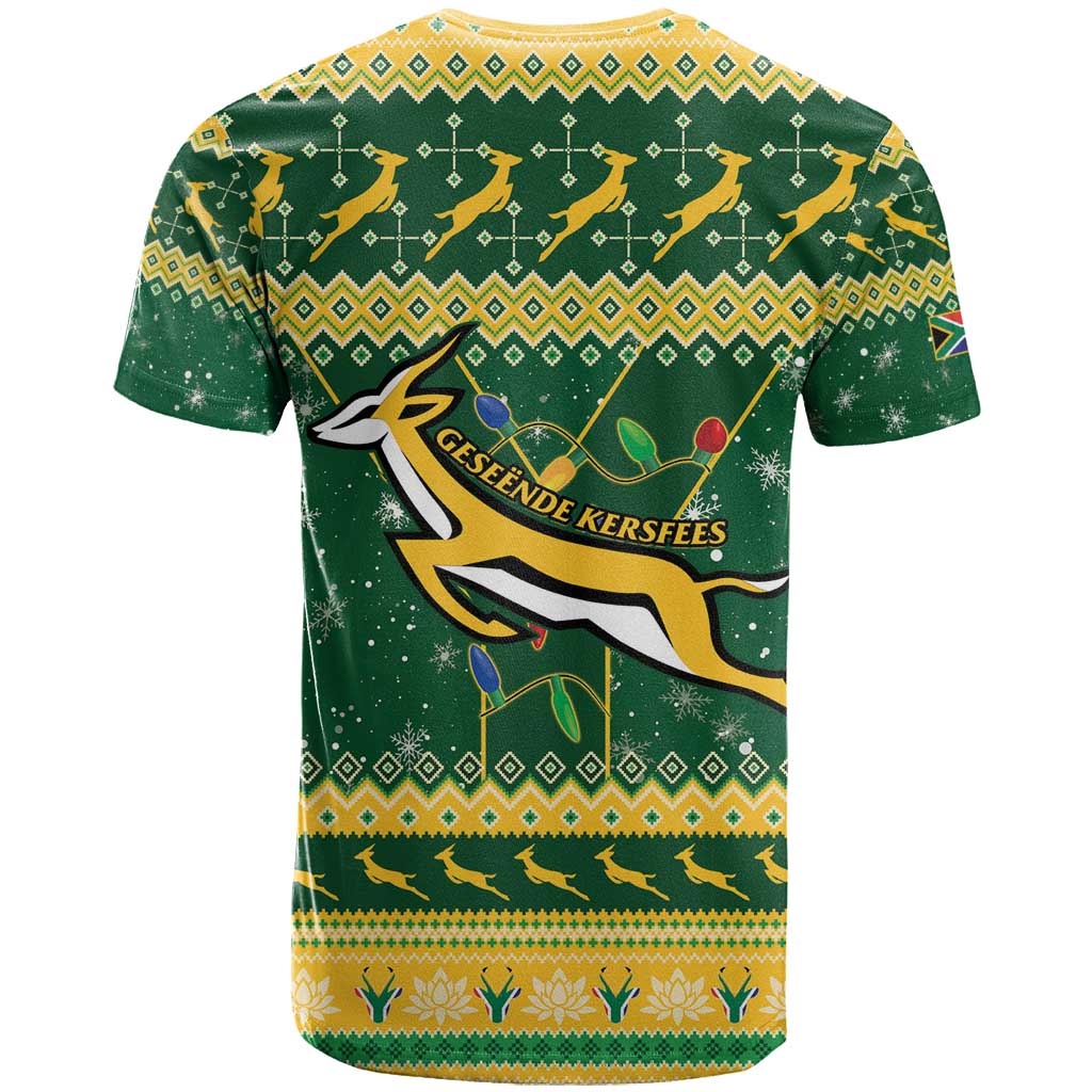 South Africa Christmas Rugby T shirt Springboks Geseende Kersfees LT15