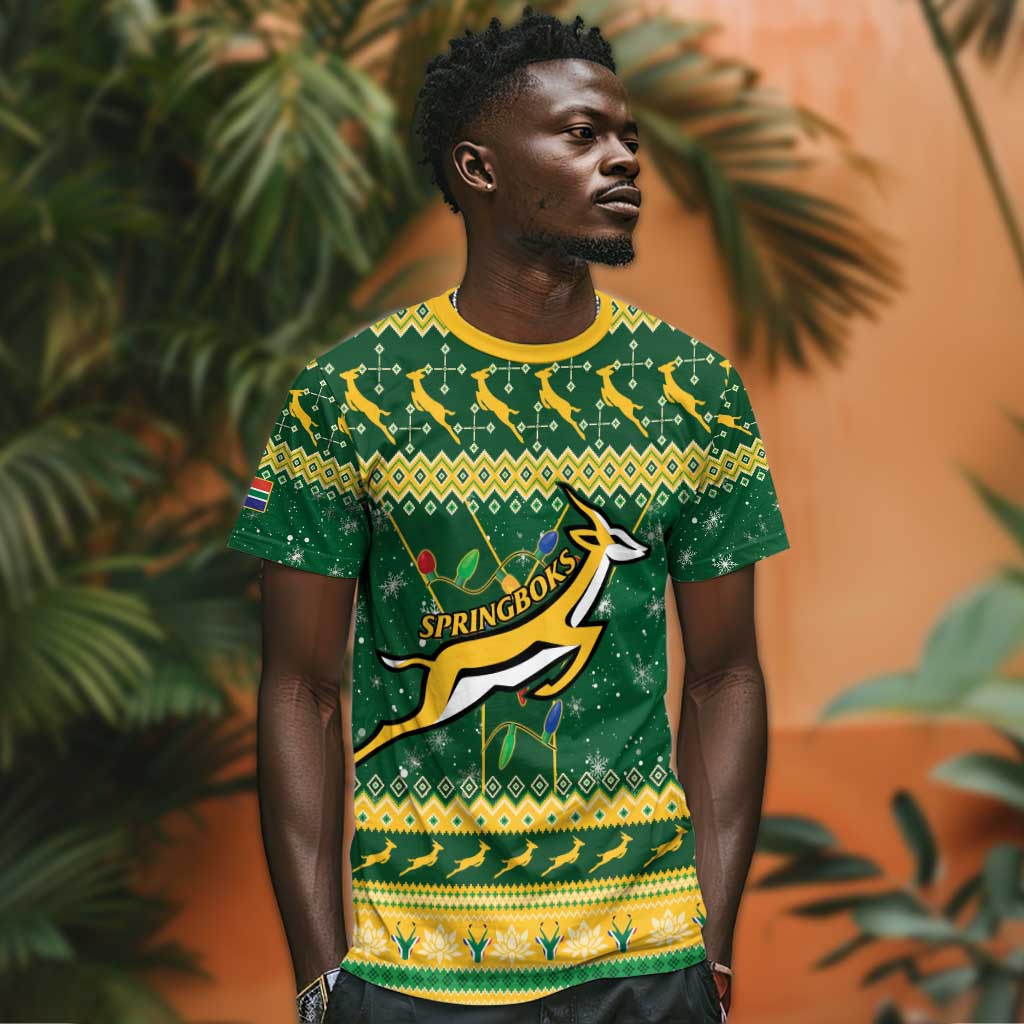 South Africa Christmas Rugby T shirt Springboks Geseende Kersfees LT15