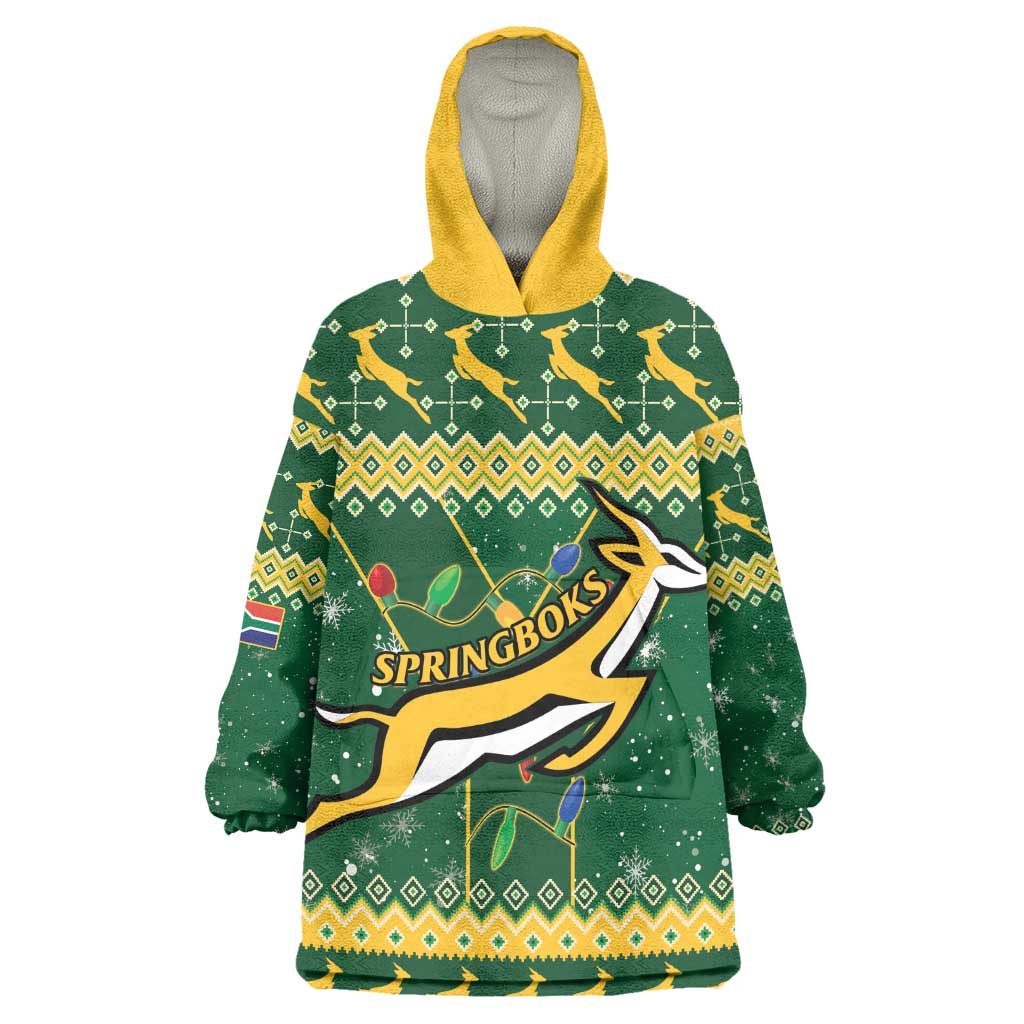 South Africa Christmas Rugby Wearable Blanket Hoodie Springboks Geseende Kersfees LT15