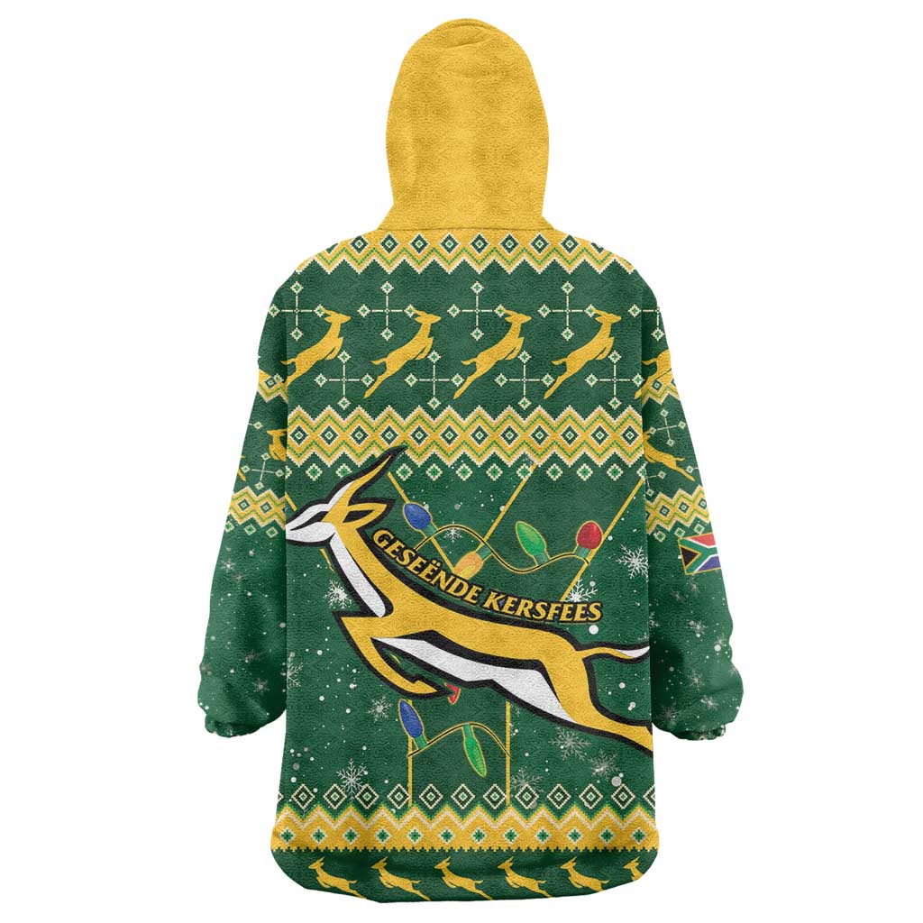 South Africa Christmas Rugby Wearable Blanket Hoodie Springboks Geseende Kersfees LT15