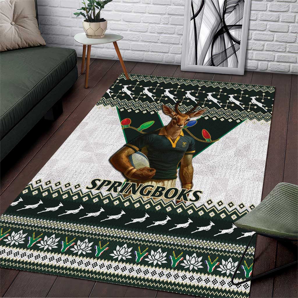 South Africa Christmas Rugby Area Rug Springboks Mascot Mix African Pattern LT15
