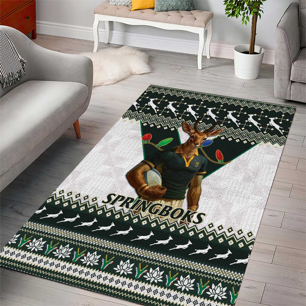 South Africa Christmas Rugby Area Rug Springboks Mascot Mix African Pattern LT15