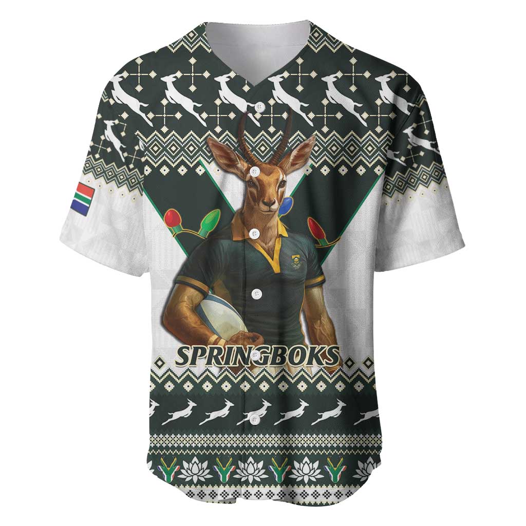 South Africa Christmas Rugby Baseball Jersey Springboks Mascot Mix African Pattern LT15