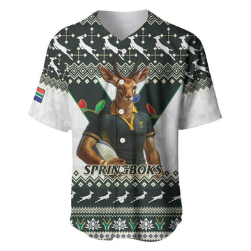 South Africa Christmas Rugby Baseball Jersey Springboks Mascot Mix African Pattern LT15
