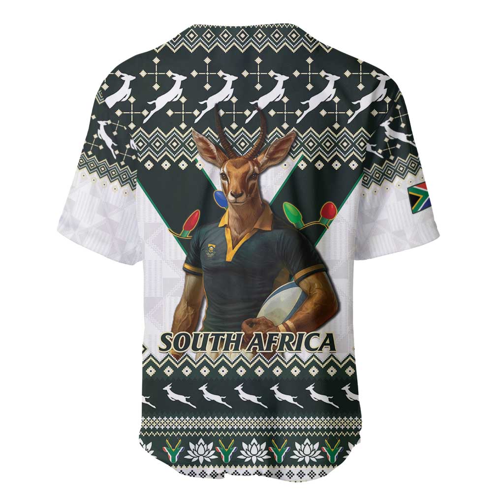 South Africa Christmas Rugby Baseball Jersey Springboks Mascot Mix African Pattern LT15