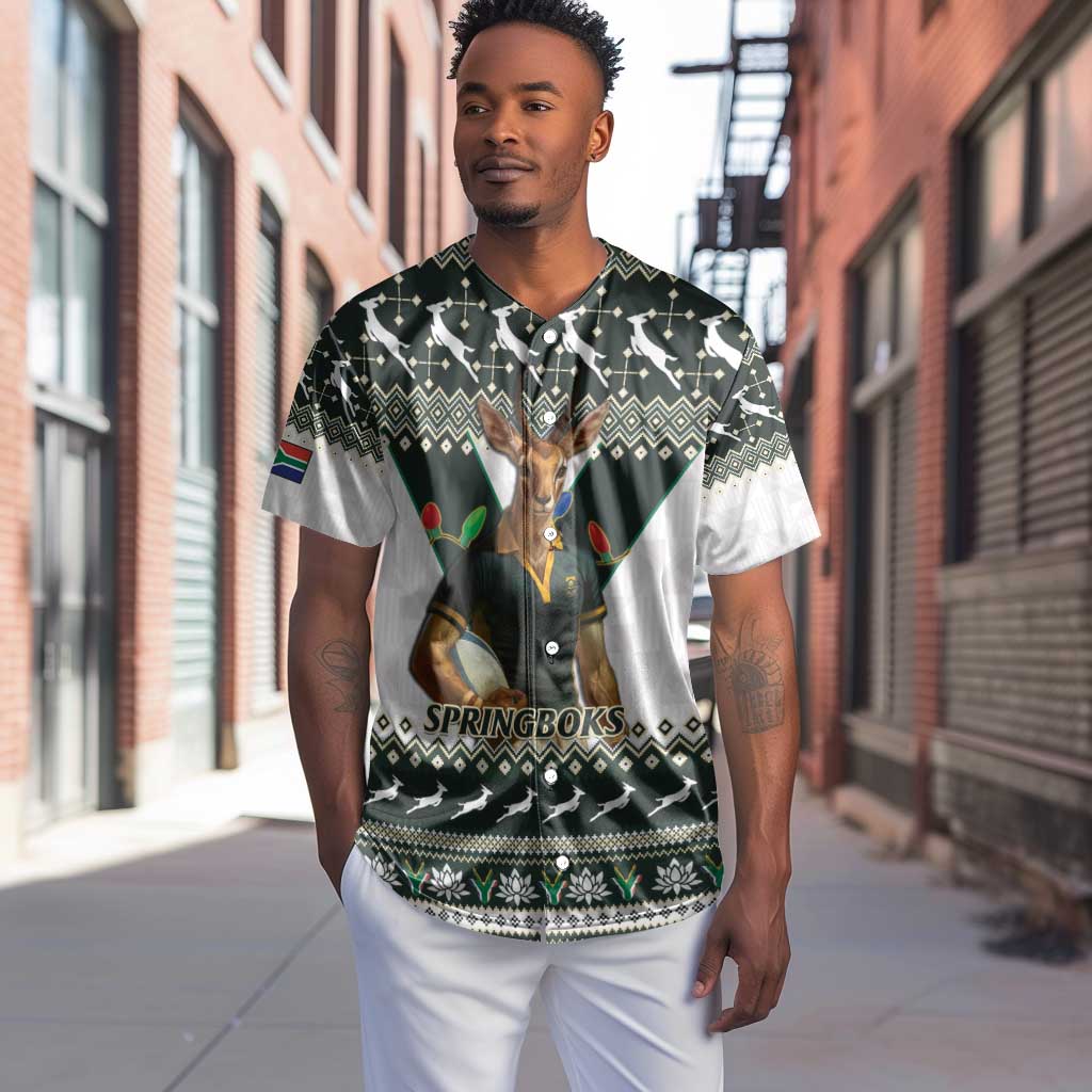 South Africa Christmas Rugby Baseball Jersey Springboks Mascot Mix African Pattern LT15