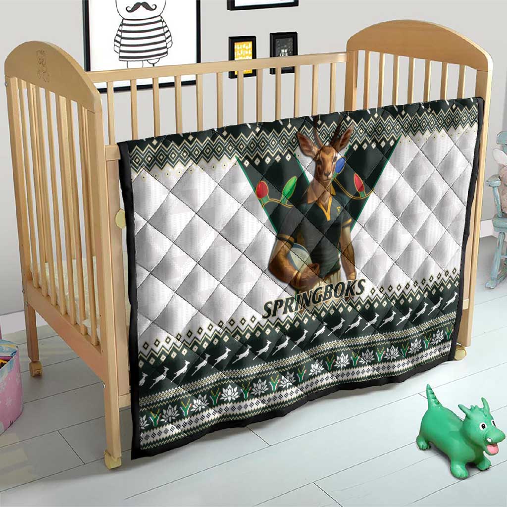 South Africa Christmas Rugby Quilt Springboks Mascot Mix African Pattern LT15