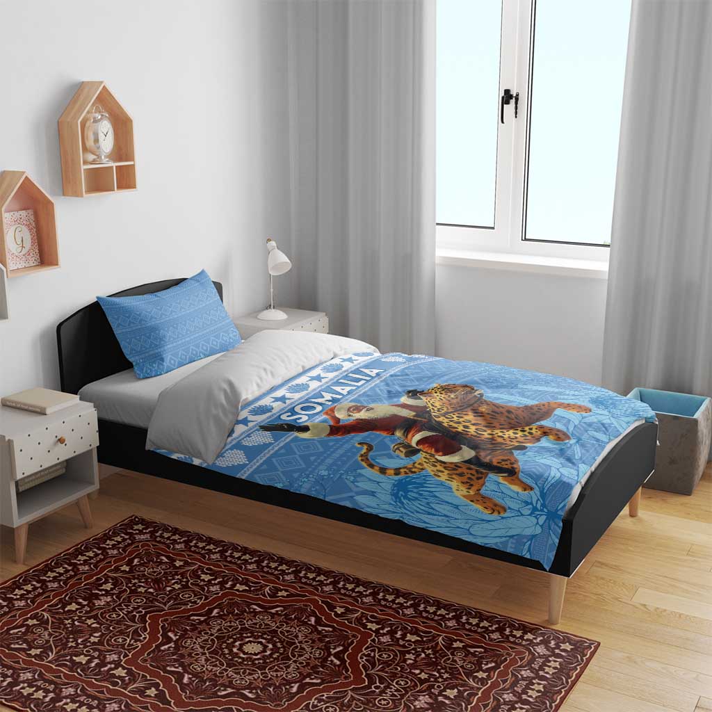 Afro Somalia Christmas Bedding Set Black Santa Riding Leopard - African Pattern LT15