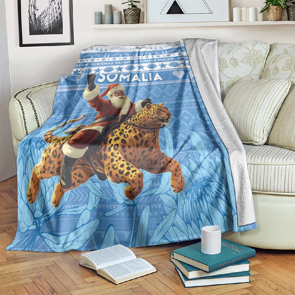 Afro Somalia Christmas Blanket Black Santa Riding Leopard - African Pattern LT15
