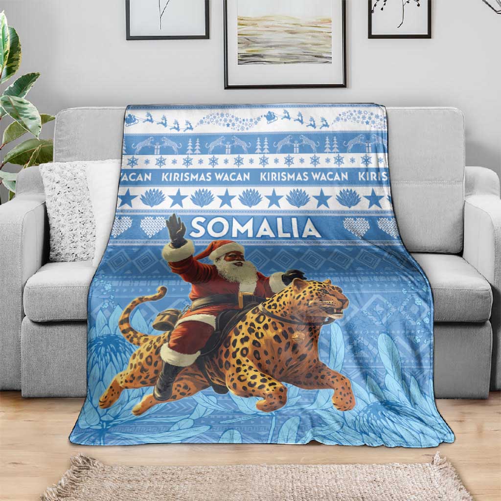 Afro Somalia Christmas Blanket Black Santa Riding Leopard - African Pattern LT15