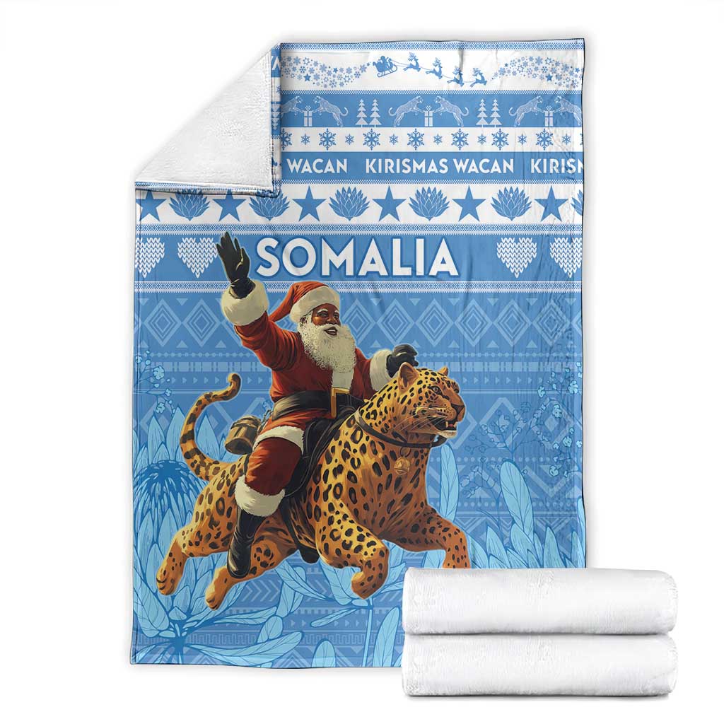 Afro Somalia Christmas Blanket Black Santa Riding Leopard - African Pattern LT15