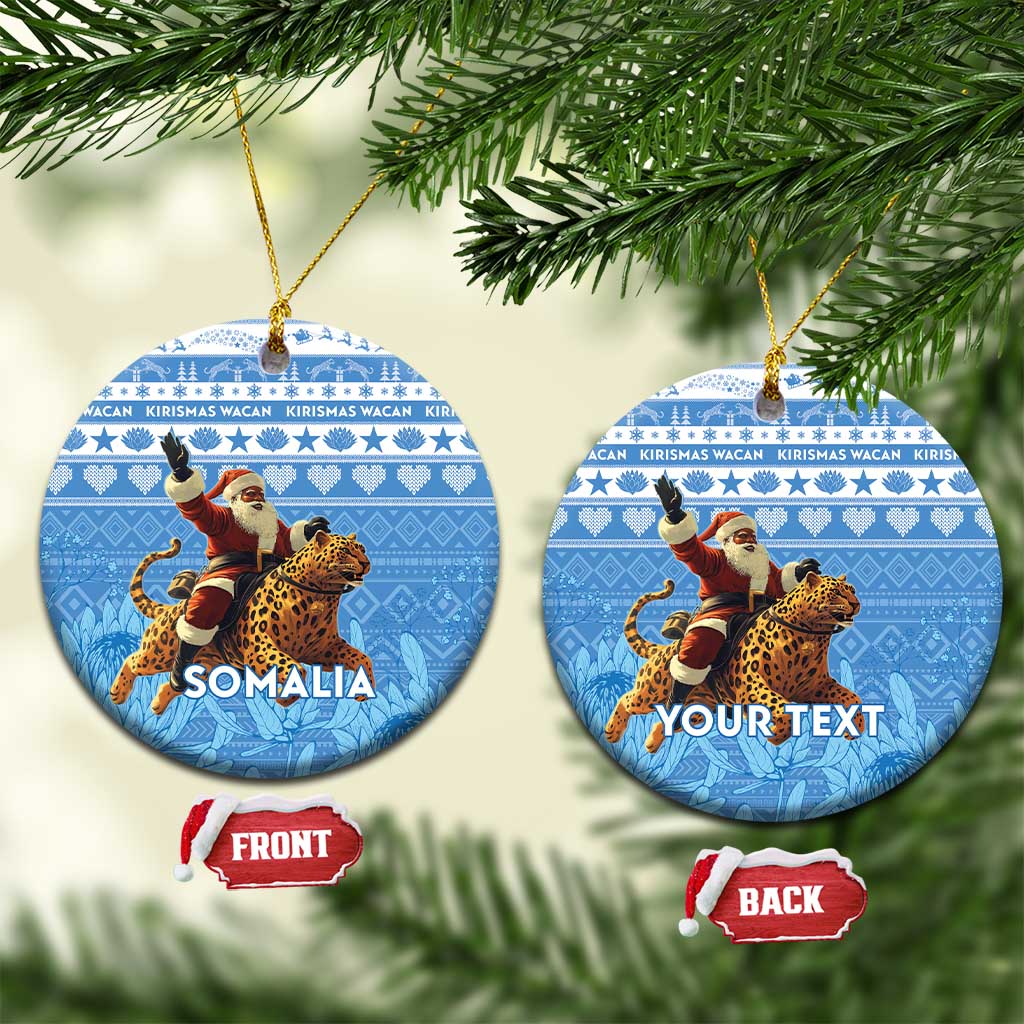 Personalised Somalia Christmas Ceramic Ornament Black Santa Riding Leopard Kirismas Wacan LT15