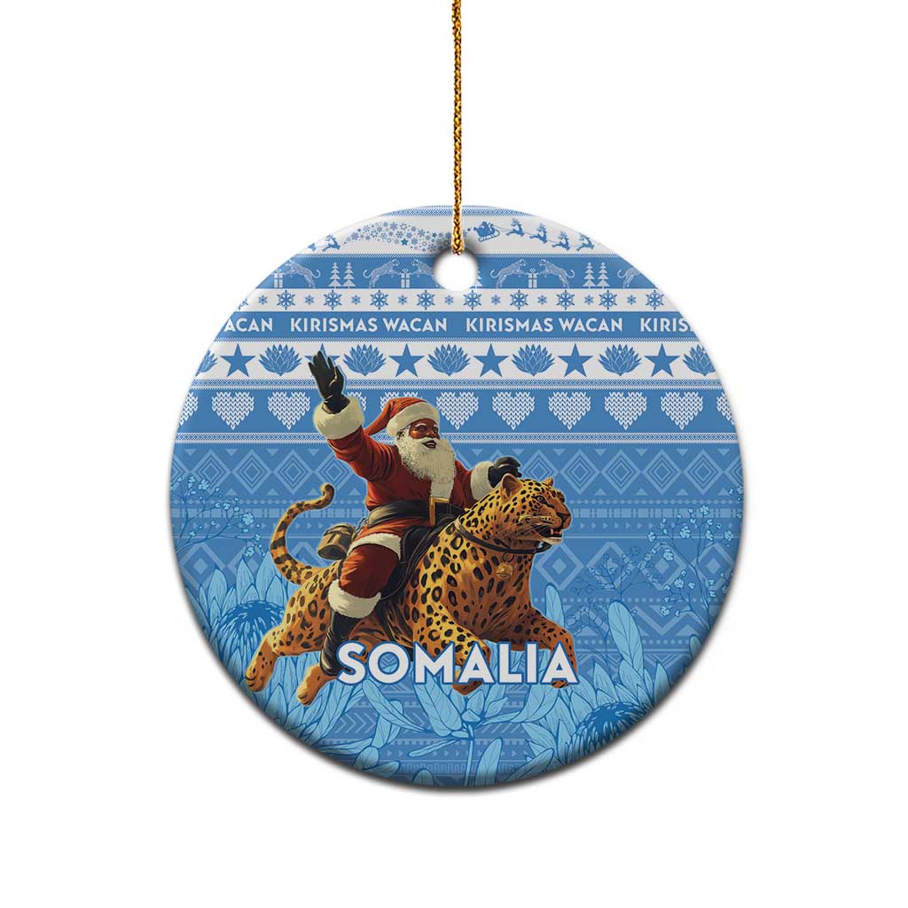Personalised Somalia Christmas Ceramic Ornament Black Santa Riding Leopard Kirismas Wacan LT15