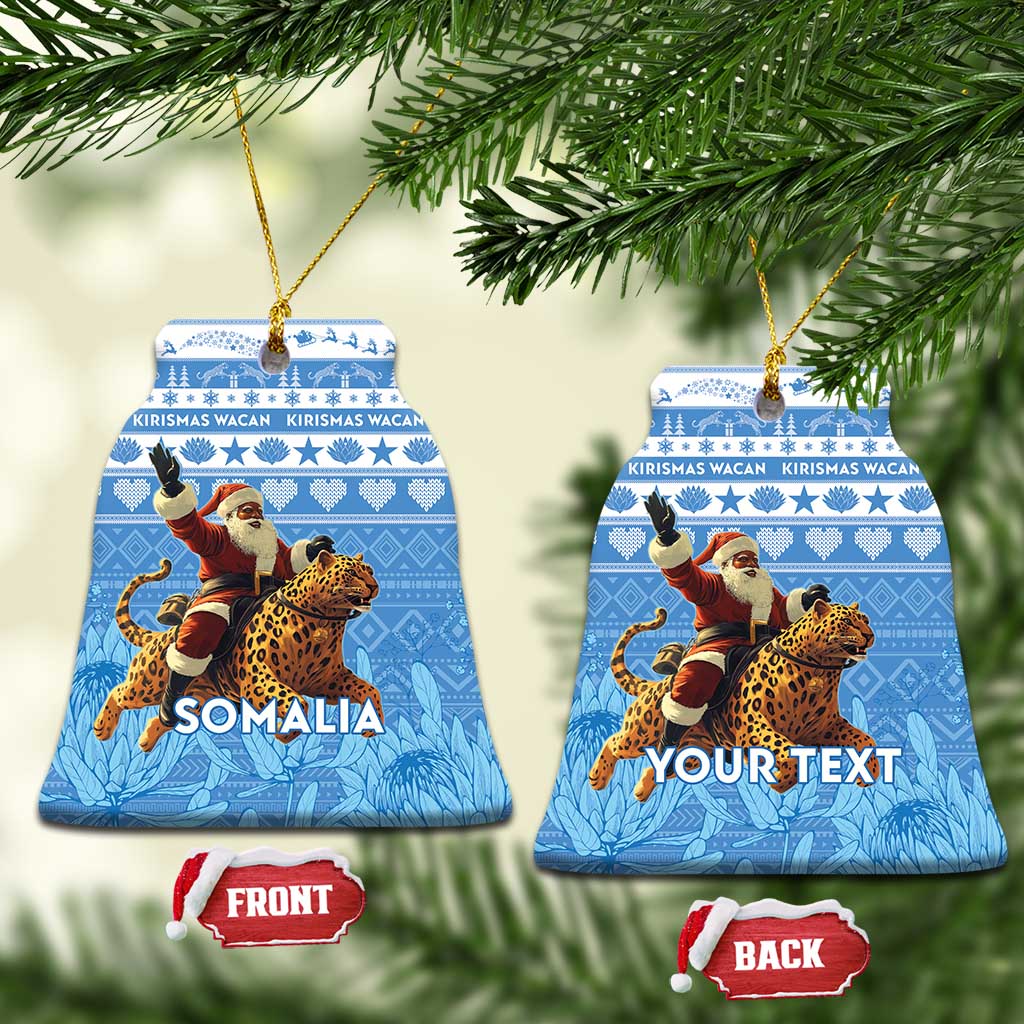 Personalised Somalia Christmas Ceramic Ornament Black Santa Riding Leopard Kirismas Wacan LT15