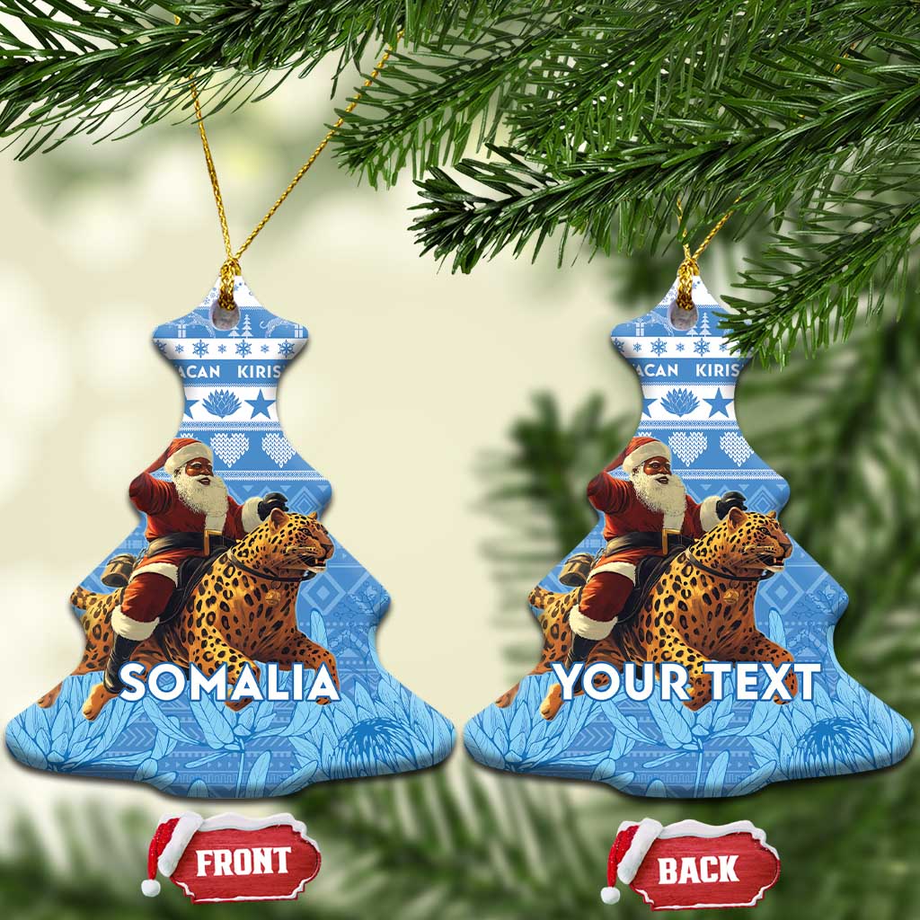 Personalised Somalia Christmas Ceramic Ornament Black Santa Riding Leopard Kirismas Wacan LT15
