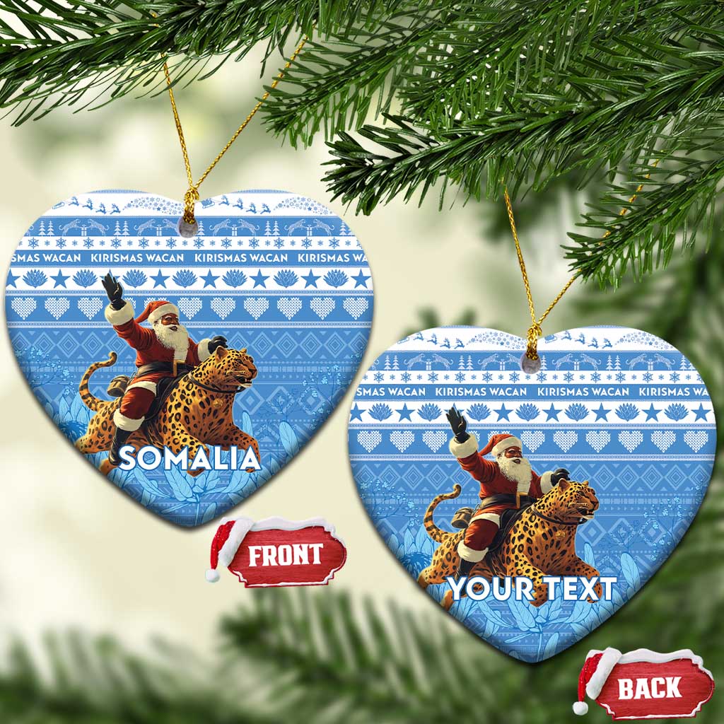 Personalised Somalia Christmas Ceramic Ornament Black Santa Riding Leopard Kirismas Wacan LT15