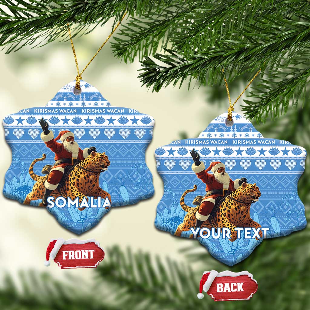 Personalised Somalia Christmas Ceramic Ornament Black Santa Riding Leopard Kirismas Wacan LT15