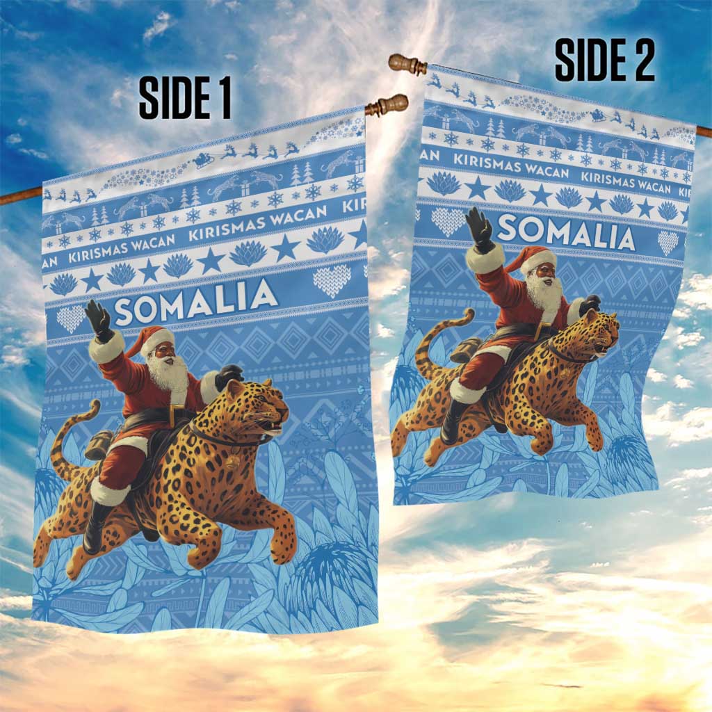 Afro Somalia Christmas Garden Flag Black Santa Riding Leopard - African Pattern LT15