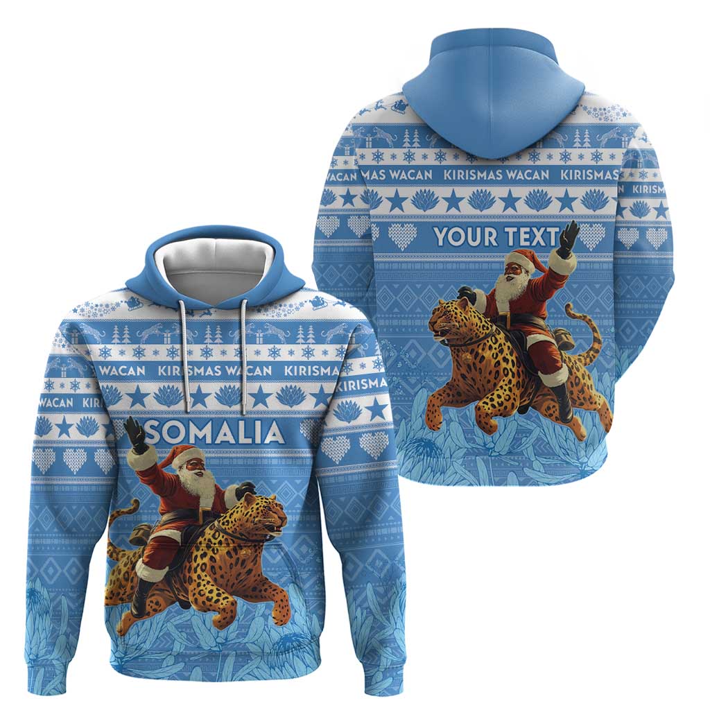 Personalised Somalia Christmas Hoodie Black Santa Riding Leopard Kirismas Wacan LT15