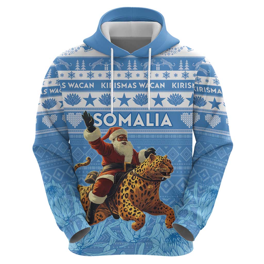 Personalised Somalia Christmas Hoodie Black Santa Riding Leopard Kirismas Wacan LT15