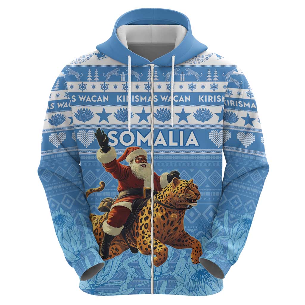 Personalised Somalia Christmas Hoodie Black Santa Riding Leopard Kirismas Wacan LT15