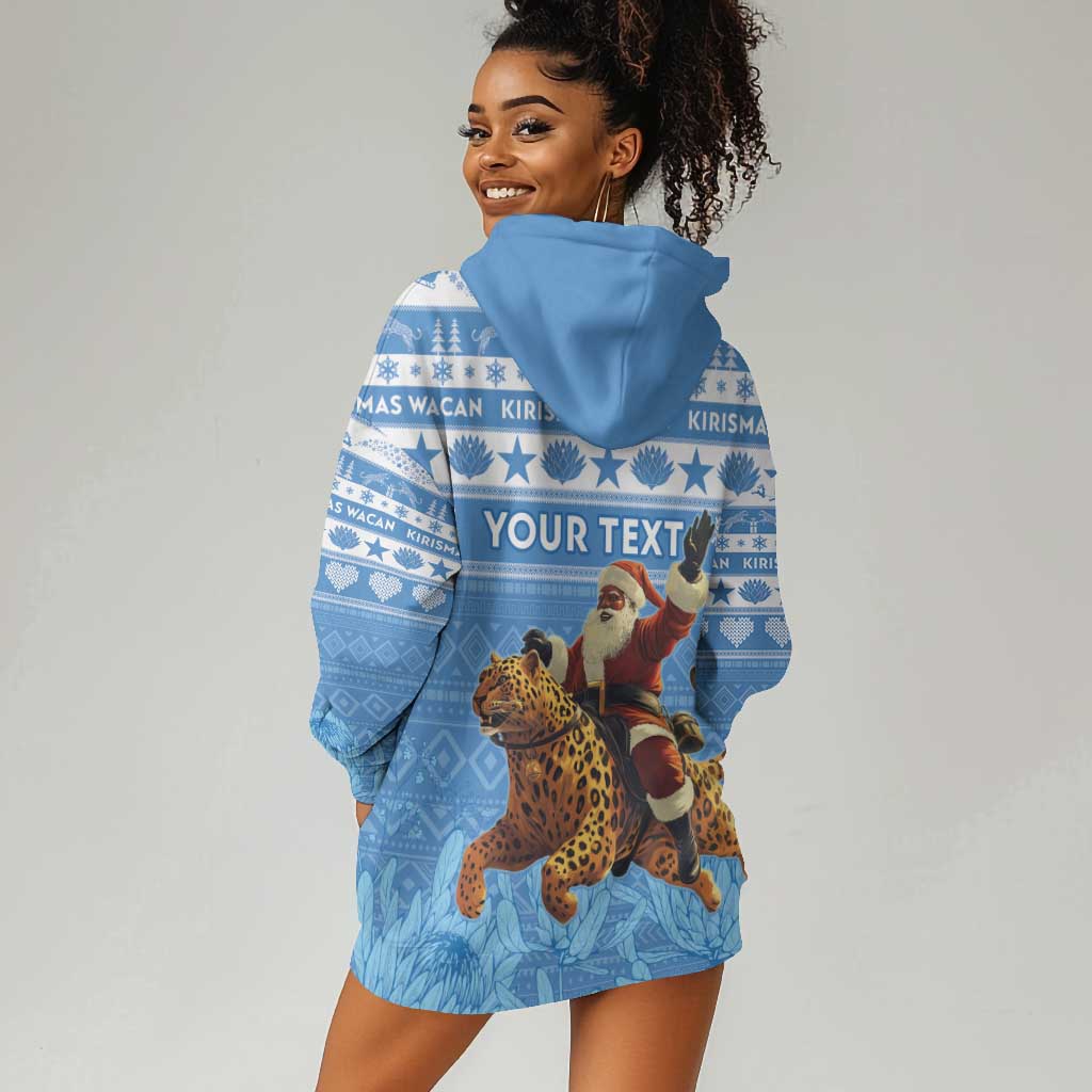 Personalized Afro Somalia Christmas Hoodie Dress Black Santa Riding Leopard - African Pattern LT15