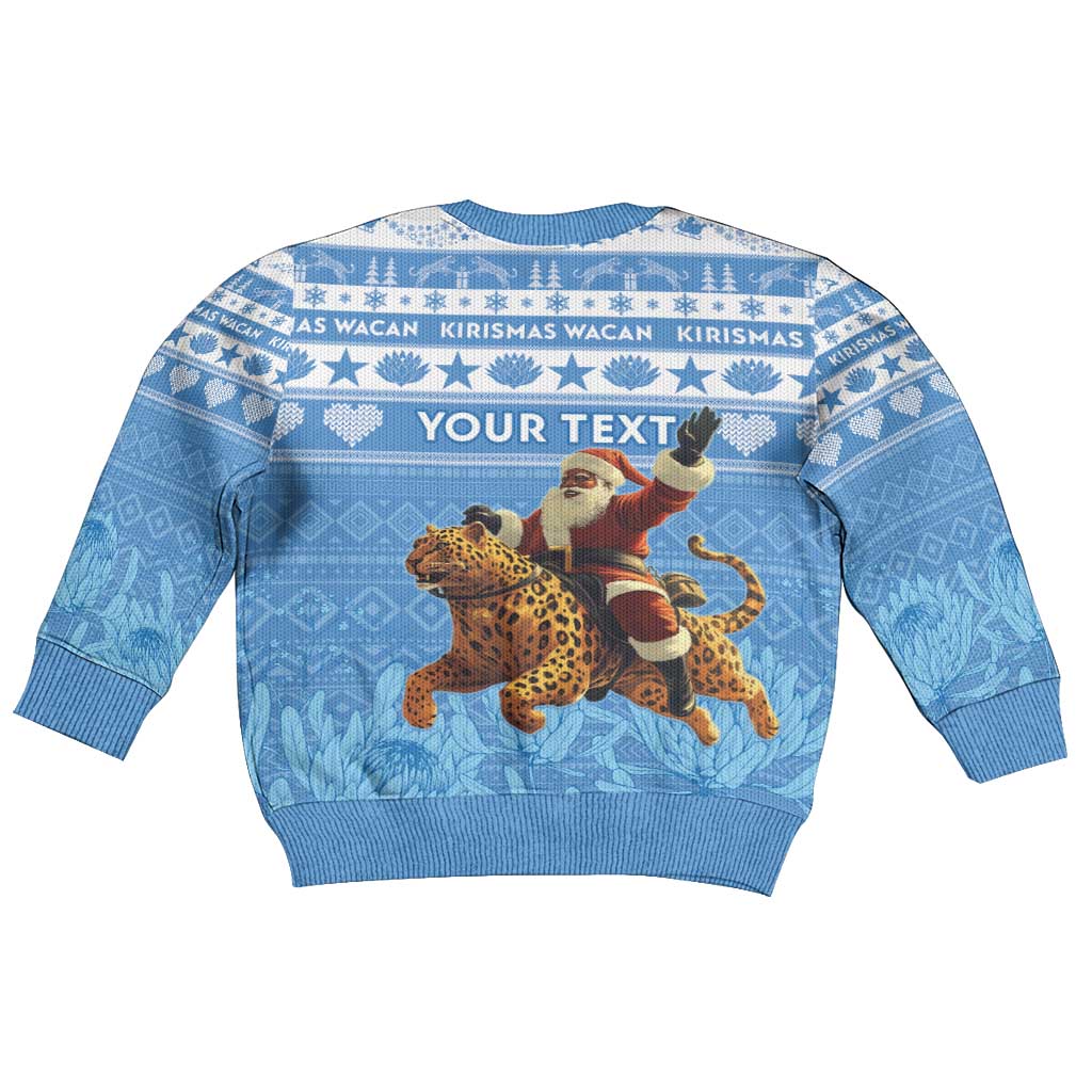 Personalized Afro Somalia Christmas Kid Ugly Christmas Sweater Black Santa Riding Leopard African Pattern LT15