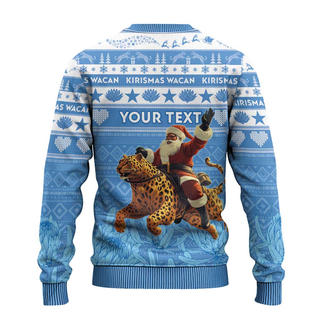 Personalized Afro Somalia Christmas Ugly Christmas Sweater Black Santa Riding Leopard African Pattern LT15