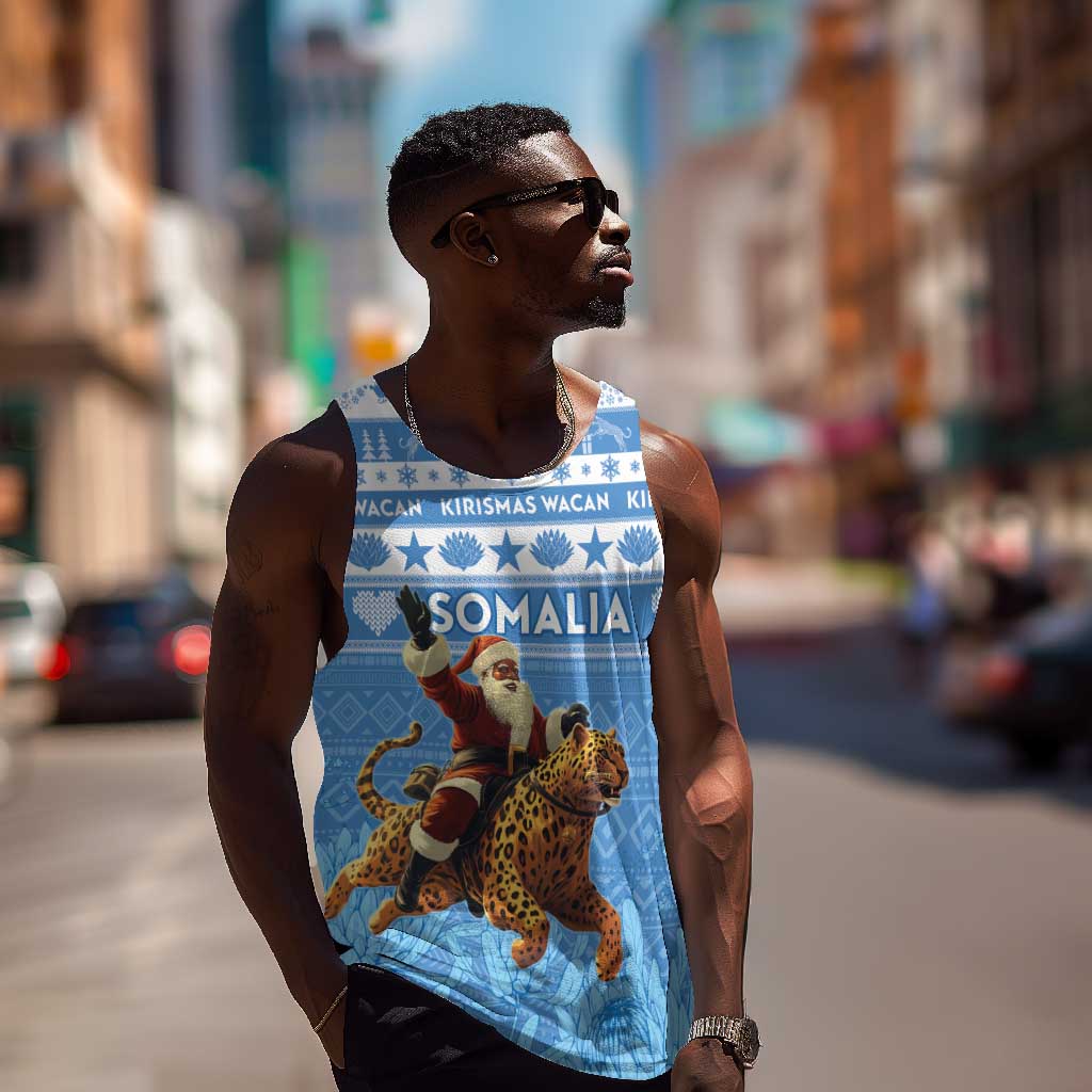Personalized Afro Somalia Christmas Men Tank Top Black Santa Riding Leopard - African Pattern LT15